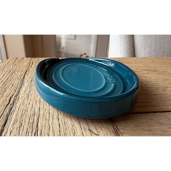 NEW Le Creuset Stoneware Oval Spoon Rest Deep Teal Blue - Picture 4 of 4